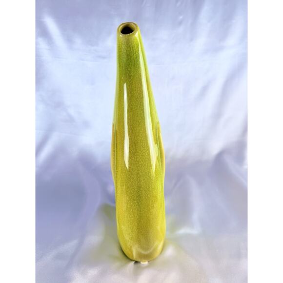 MCM Green Crackle Glaze Vase Ewer Pitcher w/Handle 12.5” Tall Vintage - Picture 5 of 10